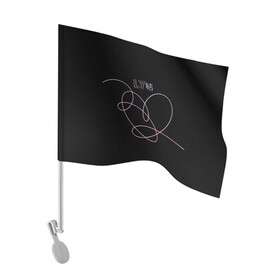 Флаг для автомобиля с принтом BTS LOVE YOURSELF | БТС в Кировске, 100% полиэстер | Размер: 30*21 см | bangtan boys | bt21 | bts | bts army | bts stickers | j hope | jimin | jin | jungkook | k pop | rap monster | rapmon | suga | v | бтс | корея | стикеры bts