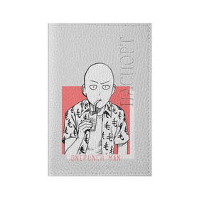 Обложка для паспорта матовая кожа с принтом Saitama (One-Punch Man) Ванпач в Кировске, натуральная матовая кожа | размер 19,3 х 13,7 см; прозрачные пластиковые крепления | Тематика изображения на принте: ванпач | ванпачнем | оппаи
