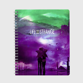 Тетрадь с принтом Life is Strange в Кировске, 100% бумага | 48 листов, плотность листов — 60 г/м2, плотность картонной обложки — 250 г/м2. Листы скреплены сбоку удобной пружинной спиралью. Уголки страниц и обложки скругленные. Цвет линий — светло-серый
 | Тематика изображения на принте: caulfield | chloe price | game | kate marsh | life | life is strange | life is strange: before the storm | max | strange | две луны | игры | кейт марш | колфилд | макс | подростки | студенты