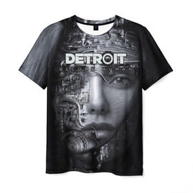 Мужская футболка 3D с принтом Detroit become human в Кировске, 100% полиэфир | прямой крой, круглый вырез горловины, длина до линии бедер | 2038 | become | connor | dbh | human | kara | андроид | девиант | детройт | кара | квест | коннор | маркус
