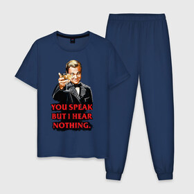 Мужская пижама хлопок с принтом Gatsby в Кировске, 100% хлопок | брюки и футболка прямого кроя, без карманов, на брюках мягкая резинка на поясе и по низу штанин
 | leonardo dicaprio | the great gatsby | великий гэтсби | леонардо дикаприо