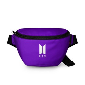 Поясная сумка 3D с принтом BTS PURPLE в Кировске, 100% полиэстер | плотная ткань, ремень с регулируемой длиной, внутри несколько карманов для мелочей, основное отделение и карман с обратной стороны сумки застегиваются на молнию | bangtan boys | bt21 | bts | bts army | bts stickers | j hope | jimin | jin | jungkook | k pop | purple | rap monster | rapmon | suga | v | бтс | корея | пурпурный | стикеры bts | фиолетовый