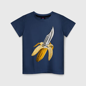 Детская футболка хлопок с принтом BANANA в Кировске, 100% хлопок | круглый вырез горловины, полуприлегающий силуэт, длина до линии бедер | banana | knife | pop art | банан | нож | оружие | поп арт