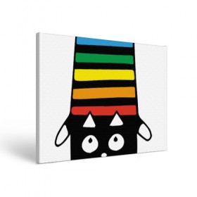 Холст прямоугольный с принтом Rainbow cat в Кировске, 100% ПВХ |  | black | cat | cool | creative | dark | design | halloween | hype | kitten | rainbow | vanguard | авангард | дизайн | кот | котенок | кошка | креатив | круто | радуга | темный | хайп | хэллоуин | черный