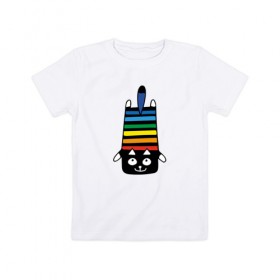 Детская футболка хлопок с принтом Rainbow cat в Кировске, 100% хлопок | круглый вырез горловины, полуприлегающий силуэт, длина до линии бедер | Тематика изображения на принте: black | cat | cool | creative | dark | design | halloween | hype | kitten | rainbow | vanguard | авангард | дизайн | кот | котенок | кошка | креатив | круто | радуга | темный | хайп | хэллоуин | черный