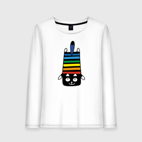 Женский лонгслив хлопок с принтом Rainbow cat в Кировске, 100% хлопок |  | black | cat | cool | creative | dark | design | halloween | hype | kitten | rainbow | vanguard | авангард | дизайн | кот | котенок | кошка | креатив | круто | радуга | темный | хайп | хэллоуин | черный