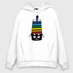 Мужское худи Oversize хлопок с принтом Rainbow cat в Кировске, френч-терри — 70% хлопок, 30% полиэстер. Мягкий теплый начес внутри —100% хлопок | боковые карманы, эластичные манжеты и нижняя кромка, капюшон на магнитной кнопке | black | cat | cool | creative | dark | design | halloween | hype | kitten | rainbow | vanguard | авангард | дизайн | кот | котенок | кошка | креатив | круто | радуга | темный | хайп | хэллоуин | черный