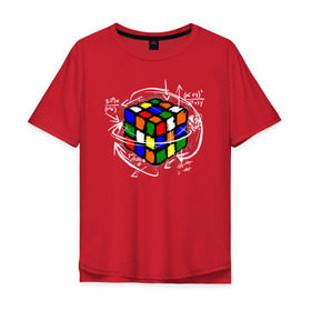 Мужская футболка хлопок Oversize с принтом Кубик Рубика в Кировске, 100% хлопок | свободный крой, круглый ворот, “спинка” длиннее передней части | mathematica | магия. формулы | математик | математика | наука | технарь