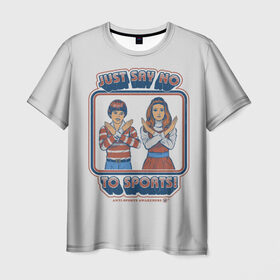 Мужская футболка 3D с принтом Say No To Sports! в Кировске, 100% полиэфир | прямой крой, круглый вырез горловины, длина до линии бедер | Тематика изображения на принте: 