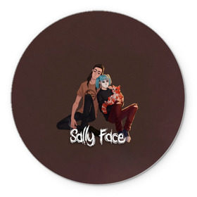 Коврик круглый с принтом Sally Face в Кировске, резина и полиэстер | круглая форма, изображение наносится на всю лицевую часть | Тематика изображения на принте: blue | diane | face | fisher | gizmo | henry | johnson | killer | larry | sally | генри | гизмо | джонсон | диана | ларри | лицо | салли | фейс | фишер