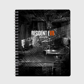 Тетрадь с принтом RESIDENT EVIL 7 в Кировске, 100% бумага | 48 листов, плотность листов — 60 г/м2, плотность картонной обложки — 250 г/м2. Листы скреплены сбоку удобной пружинной спиралью. Уголки страниц и обложки скругленные. Цвет линий — светло-серый
 | biohazard | biohazard 7 | crocodile | fang | game | hand | monster | new umbrella | resident evil | resident evil 7 | umbrella | umbrella corp | umbrella corporation | zombie