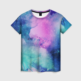 Женская футболка 3D с принтом Космос в Кировске, 100% полиэфир ( синтетическое хлопкоподобное полотно) | прямой крой, круглый вырез горловины, длина до линии бедер | abstract | galaxy | space | абстракция | арт | галактика | космос | небо