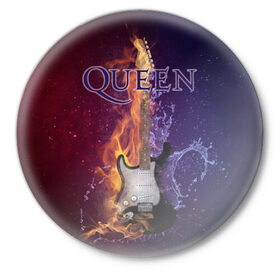 Значок с принтом Queen в Кировске,  металл | круглая форма, металлическая застежка в виде булавки | Тематика изображения на принте: queen | брайан мэи | британская | группа | джон дикон | королева | роджер тейлор | рок | фредди меркьюри