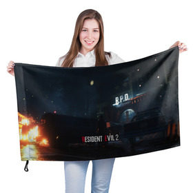 Флаг 3D с принтом RESIDENT EVIL 2 в Кировске, 100% полиэстер | плотность ткани — 95 г/м2, размер — 67 х 109 см. Принт наносится с одной стороны | 