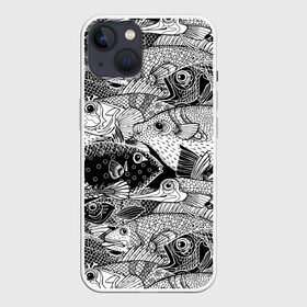Чехол для iPhone 13 с принтом Рыбы в Кировске,  |  | beautiful | best | cool | depth | fashio | fish | graphics | pattern | picture | trendy | underwater | water | world | youth | белый | вода | глубина | графика | картинка | красивый | крутой | лучший | мир | мода | модный | молодёжная | подводный | рисуно