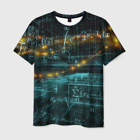 Мужская футболка 3D с принтом Формулы в пространстве в Кировске, 100% полиэфир | прямой крой, круглый вырез горловины, длина до линии бедер | mathematica | алгебра | геометрия | математик | математика | наука | технарь | формула