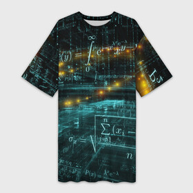 Платье-футболка 3D с принтом Формулы в пространстве в Кировске,  |  | mathematica | алгебра | геометрия | математик | математика | наука | технарь | формула