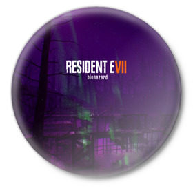 Значок с принтом Resident evil 7 в Кировске,  металл | круглая форма, металлическая застежка в виде булавки | 