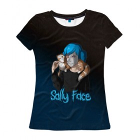 Женская футболка 3D с принтом Sally Face в Кировске, 100% полиэфир ( синтетическое хлопкоподобное полотно) | прямой крой, круглый вырез горловины, длина до линии бедер | sally face | гизмо | девид | девочка | игра | лари | ларри | мальчик | маска | мрачная | на лице | пых | с протезом | сал | сали | салли | салли фейс | фейс | фэйс | эддисон | эшли