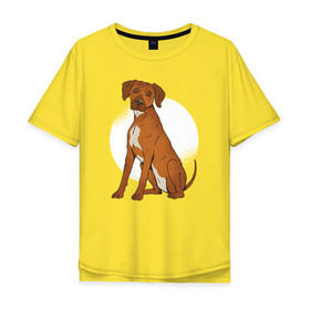 Мужская футболка хлопок Oversize с принтом Родезийский риджбек в Кировске, 100% хлопок | свободный крой, круглый ворот, “спинка” длиннее передней части | rhodesian ridgeback | ridgeback | риджбек | собака | собаки