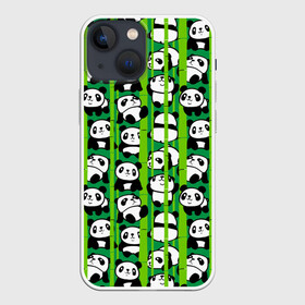 Чехол для iPhone 13 mini с принтом Медведи панда в Кировске,  |  | Тематика изображения на принте: animals | bamboo | bears | branches | funny | panda | trees | аниме | бамбук | весёлые | ветки | графика | деревья | животные | зелёный | искусство | картинка | красивый | крутой | малыши | медведи | мода | модный | молодёжная