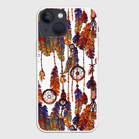 Чехол для iPhone 13 mini с принтом Бохо в Кировске,  |  | boho | hippie | белый | бохо | бусы | винтаж | графика | индейцы | искусство | камни | картинка | крутой | ловцы | лучший | милитари | мода | модный | молодёжная | ожелелье | перья | рисунок | сафари | снов