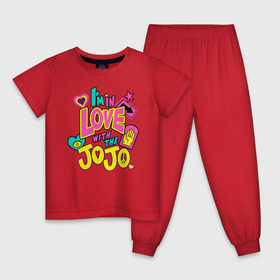 Детская пижама хлопок с принтом Love JoJo в Кировске, 100% хлопок |  брюки и футболка прямого кроя, без карманов, на брюках мягкая резинка на поясе и по низу штанин
 | jojo logo | jojo no kimyou na bouken | ojos bizarre adventure | невероятное приключение джоджо
