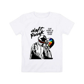 Детская футболка хлопок с принтом Daft Punk в Кировске, 100% хлопок | круглый вырез горловины, полуприлегающий силуэт, длина до линии бедер | Тематика изображения на принте: daft punk | electronic | house | human | music | robot | дафт панк | музыка | синти поп | хаус | электроника