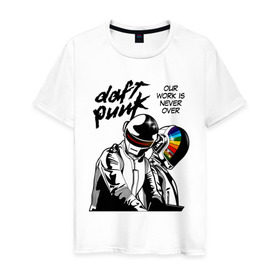 Мужская футболка хлопок с принтом Daft Punk в Кировске, 100% хлопок | прямой крой, круглый вырез горловины, длина до линии бедер, слегка спущенное плечо. | daft punk | electronic | house | human | music | robot | дафт панк | музыка | синти поп | хаус | электроника