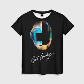 Женская футболка 3D с принтом Daft Punk в Кировске, 100% полиэфир ( синтетическое хлопкоподобное полотно) | прямой крой, круглый вырез горловины, длина до линии бедер | daft punk | electronic | house | human | music | robot | дафт панк | музыка | синти поп | хаус | электроника