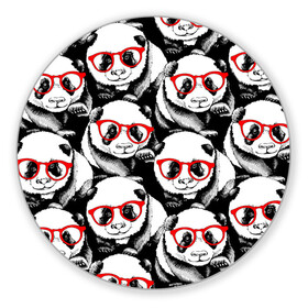 Коврик для мышки круглый с принтом Панды в красных очках в Кировске, резина и полиэстер | круглая форма, изображение наносится на всю лицевую часть | animals | bears | funny | head | muzzl | pandas | red | весёлые | взгляд | голова | графика | животные | искусство | картинка | красивый | красные | крутой | медведи | мода | модный | молодёжная | очки | панды | рисунок