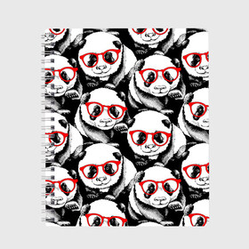 Тетрадь с принтом Панды в красных очках в Кировске, 100% бумага | 48 листов, плотность листов — 60 г/м2, плотность картонной обложки — 250 г/м2. Листы скреплены сбоку удобной пружинной спиралью. Уголки страниц и обложки скругленные. Цвет линий — светло-серый
 | Тематика изображения на принте: animals | bears | funny | head | muzzl | pandas | red | весёлые | взгляд | голова | графика | животные | искусство | картинка | красивый | красные | крутой | медведи | мода | модный | молодёжная | очки | панды | рисунок
