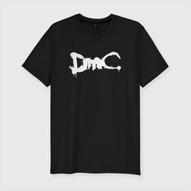 Мужская футболка хлопок Slim с принтом DMC (НА СПИНЕ) в Кировске, 92% хлопок, 8% лайкра | приталенный силуэт, круглый вырез ворота, длина до линии бедра, короткий рукав | dante | devil may cry | devil may cry 5 | dmc | game | hell | play | sword | ад | данте | игры | компьютерные игры 2019 | меч