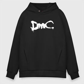 Мужское худи Oversize хлопок с принтом DMC (НА СПИНЕ) в Кировске, френч-терри — 70% хлопок, 30% полиэстер. Мягкий теплый начес внутри —100% хлопок | боковые карманы, эластичные манжеты и нижняя кромка, капюшон на магнитной кнопке | dante | devil may cry | devil may cry 5 | dmc | game | hell | play | sword | ад | данте | игры | компьютерные игры 2019 | меч