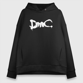 Женское худи Oversize хлопок с принтом DMC (НА СПИНЕ) в Кировске, френч-терри — 70% хлопок, 30% полиэстер. Мягкий теплый начес внутри —100% хлопок | боковые карманы, эластичные манжеты и нижняя кромка, капюшон на магнитной кнопке | dante | devil may cry | devil may cry 5 | dmc | game | hell | play | sword | ад | данте | игры | компьютерные игры 2019 | меч