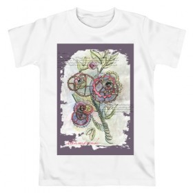 Мужская футболка хлопок с принтом Механический цветок в Кировске, 100% хлопок | прямой крой, круглый вырез горловины, длина до линии бедер, слегка спущенное плечо. | steampunk | механика | ретро | рисунок | стимпанк | цветы