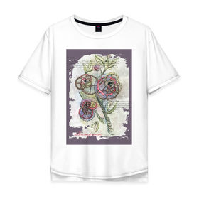 Мужская футболка хлопок Oversize с принтом Механический цветок в Кировске, 100% хлопок | свободный крой, круглый ворот, “спинка” длиннее передней части | steampunk | механика | ретро | рисунок | стимпанк | цветы