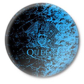 Значок с принтом Queen в Кировске,  металл | круглая форма, металлическая застежка в виде булавки | Тематика изображения на принте: queen | брайан мэи | британская | группа | джон дикон | королева | роджер тейлор | рок | фредди меркьюри