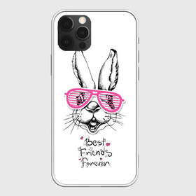 Чехол для iPhone 12 Pro Max с принтом Best Friends Forever в Кировске, Силикон |  | animal | best friends | forever | hare | hearts | love | rabbit | белый | графика | друзья | животное | заяц | искусство | картинка | кролик | крутой | лучшие | лучший | любоввь | модный | навсегда | очки | полосатые | рисунок