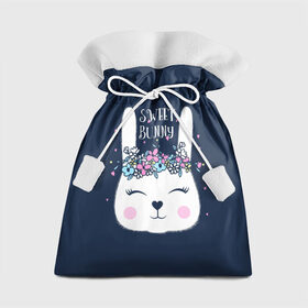 Подарочный 3D мешок с принтом Sweet bunny в Кировске, 100% полиэстер | Размер: 29*39 см | art | creat | drawing | graphics | picture | белый | влюбленный | графика | день святого валентина | заяц | зеленый | искусство | картинка | кролик | крутой | лучший | любовь | модный | подарок | праздник | пушистый