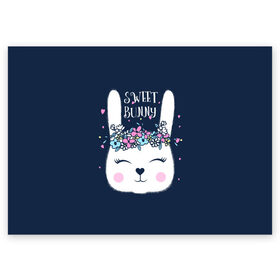 Поздравительная открытка с принтом Sweet bunny в Кировске, 100% бумага | плотность бумаги 280 г/м2, матовая, на обратной стороне линовка и место для марки
 | Тематика изображения на принте: art | creat | drawing | graphics | picture | белый | влюбленный | графика | день святого валентина | заяц | зеленый | искусство | картинка | кролик | крутой | лучший | любовь | модный | подарок | праздник | пушистый