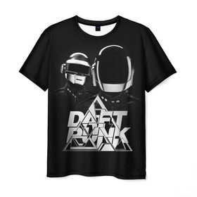 Мужская футболка 3D с принтом Daft Punk в Кировске, 100% полиэфир | прямой крой, круглый вырез горловины, длина до линии бедер | daft punk | electronic | house | human | music | robot | дафт панк | музыка | синти поп | хаус | электроника