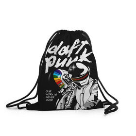 Рюкзак-мешок 3D с принтом Daft Punk в Кировске, 100% полиэстер | плотность ткани — 200 г/м2, размер — 35 х 45 см; лямки — толстые шнурки, застежка на шнуровке, без карманов и подкладки | Тематика изображения на принте: daft punk | electronic | house | human | music | robot | дафт панк | музыка | синти поп | хаус | электроника