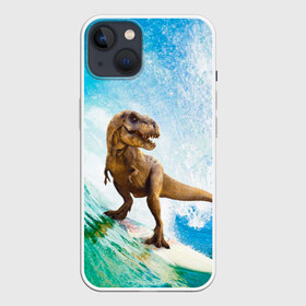 Чехол для iPhone 13 с принтом Серфер Юрского Периода в Кировске,  |  | dinosaur | t rex | вода | грозовой | динозавр | динозавр ти рекс | динозавры | море | новинка | отдых | отпуск | прикол | путешествие | серфер | серфинг | серфингист | спорт | ти рекс | тиранозавр | юмор