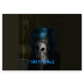 Поздравительная открытка с принтом Sally Face в Кировске, 100% бумага | плотность бумаги 280 г/м2, матовая, на обратной стороне линовка и место для марки
 | sally face | игра | компьютерная игра | лицо | маска | протез | салли фейс | школа | шрамы