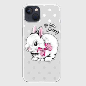 Чехол для iPhone 13 с принтом My little Bunny в Кировске,  |  | art | best | cool | creativity | drawing | graphics | phonthasia | picture | trend | бант | белый | графика | животное | зайченок | зайчик | искусство | картинка | кролик | крутой | лучший | маленький | милый | модный | мой | пушистый