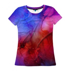 Женская футболка 3D с принтом Space color в Кировске, 100% полиэфир ( синтетическое хлопкоподобное полотно) | прямой крой, круглый вырез горловины, длина до линии бедер | galaxy | nebula | space | star | абстракция | вселенная | галактика | звезда | звезды | космический | планеты