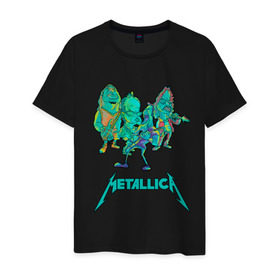 Мужская футболка хлопок с принтом Metallica зеленый неон в Кировске, 100% хлопок | прямой крой, круглый вырез горловины, длина до линии бедер, слегка спущенное плечо. | Тематика изображения на принте: metal | metalhead | metallica | rock | джеймсхетфилд | кирк хэммет | ларс ульрих | металика | металл | металлика | роберт трухильо | робот | рок