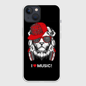 Чехол для iPhone 13 с принтом I love music в Кировске,  |  | art | creativity | drawing | graphics | ph | picture | бейсболка | голова | графика | грива | дикий | животное | искусство | картинка | красный | крутой | лев | лучший | модный | музыка | наушники | очки | рисунок | сердце