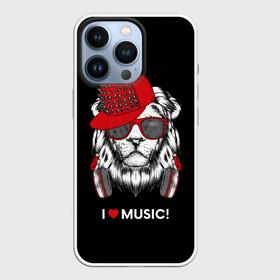 Чехол для iPhone 13 Pro с принтом I love music в Кировске,  |  | art | creativity | drawing | graphics | ph | picture | бейсболка | голова | графика | грива | дикий | животное | искусство | картинка | красный | крутой | лев | лучший | модный | музыка | наушники | очки | рисунок | сердце